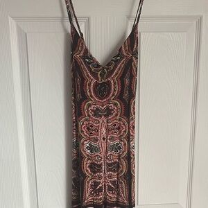 Alice + Olivia Black/Orange/Brown Paisley Maxi Dress